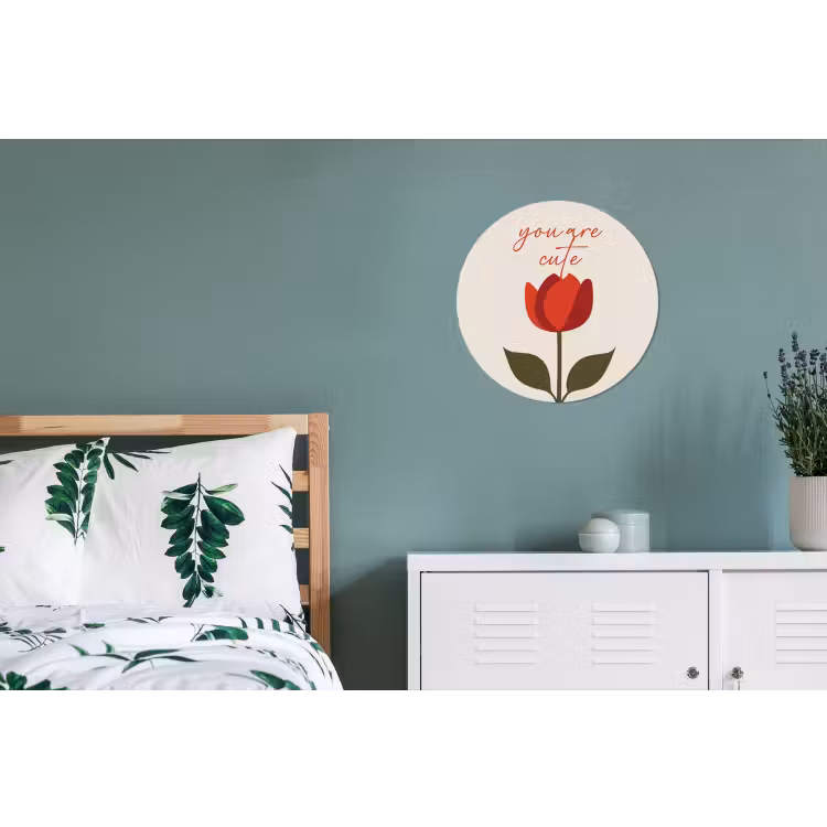 Roos - Rood - Bloem - Valentijn Wandcirkel aluminium klein -slaapkamer