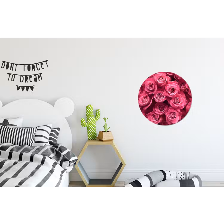 Rozen - Pink - Bloem Wandcirkel aluminium klein -kinderkamer
