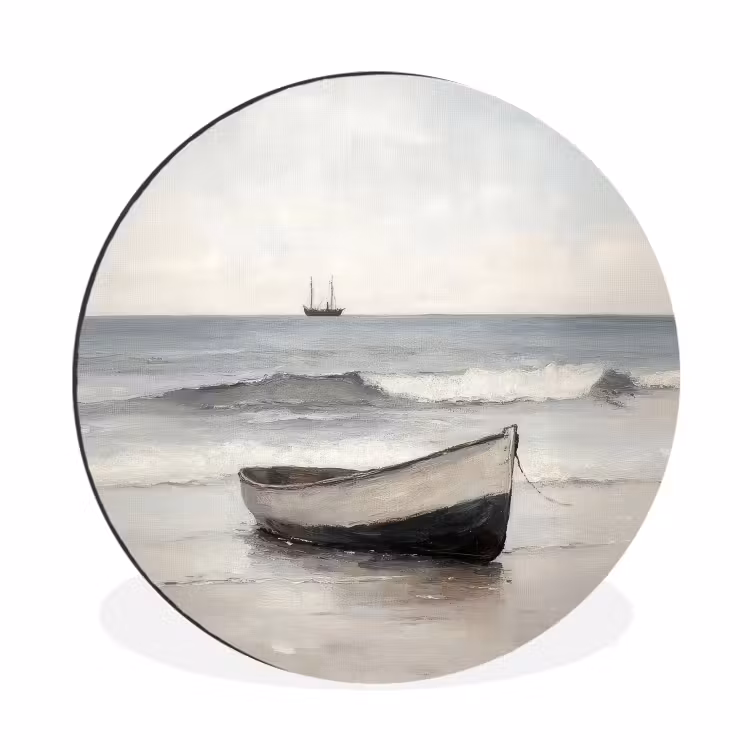 Roeiboot - Zee - Horizon Wandcirkel aluminium klein -3d