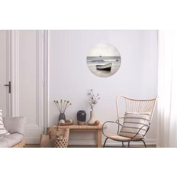 Roeiboot - Zee - Horizon Wandcirkel aluminium klein -woonkamer