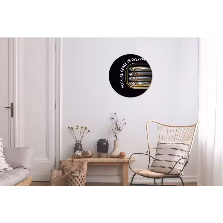 Sardines - Tekst - Vis - Blik Wandcirkel aluminium klein -woonkamer