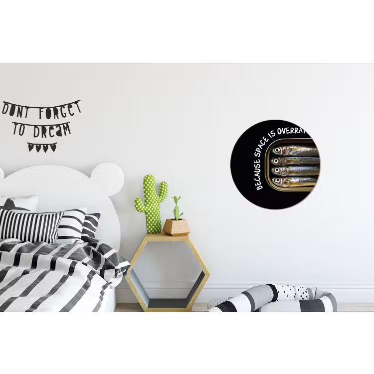Sardines - Tekst - Vis - Blik Wandcirkel aluminium klein -kinderkamer