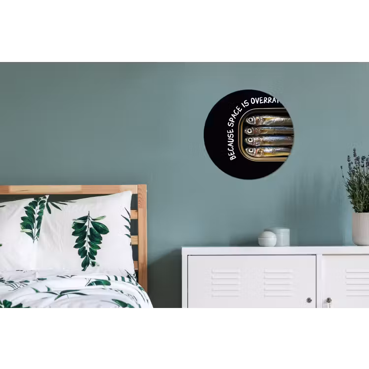 Sardines - Tekst - Vis - Blik Wandcirkel aluminium klein -slaapkamer