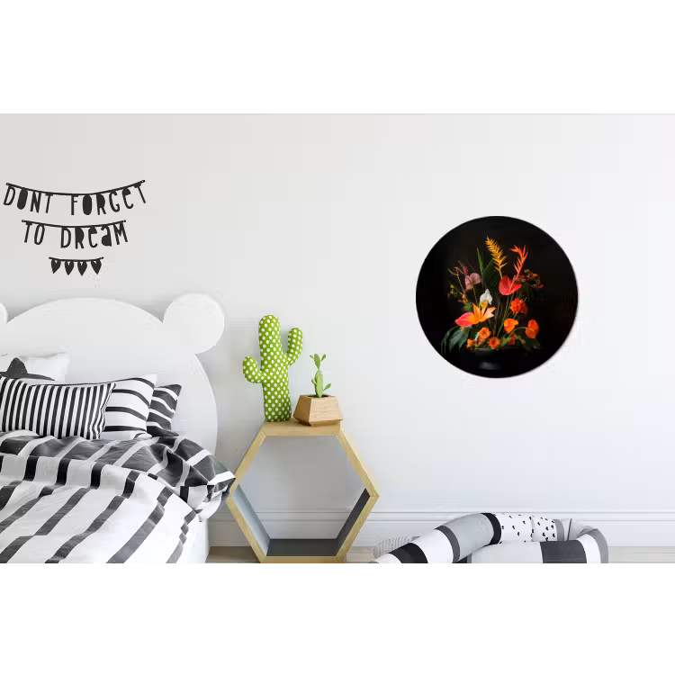 Schaal - Boeket - Bloemen Wandcirkel aluminium klein -kinderkamer