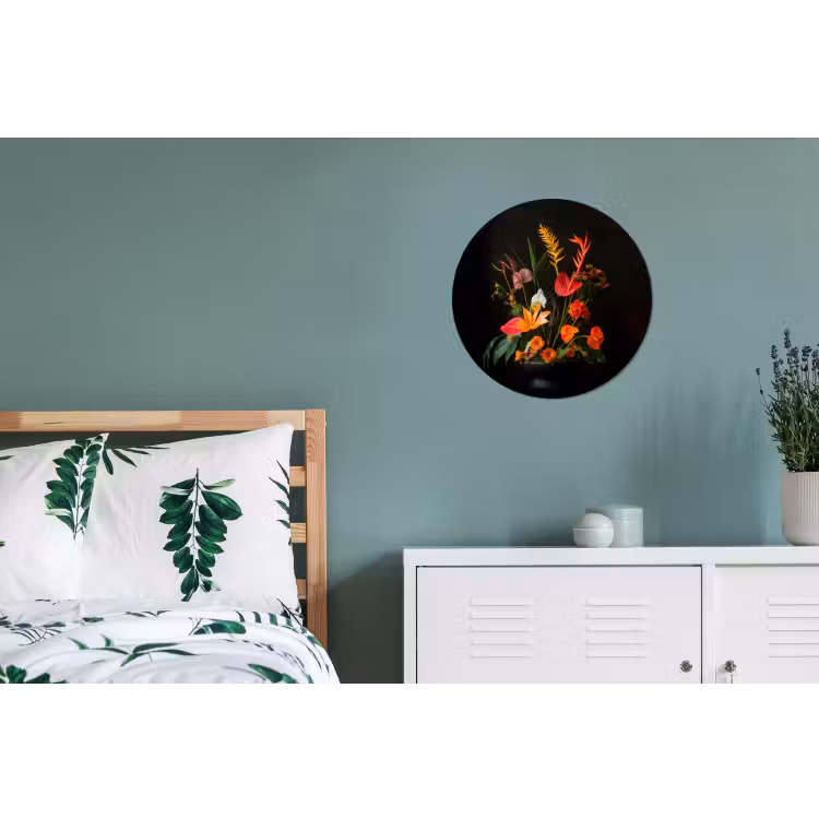 Schaal - Boeket - Bloemen Wandcirkel aluminium klein -slaapkamer