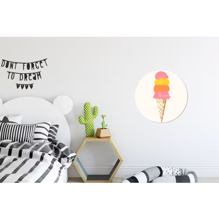 Schepijs - Hoorntje - Illustratie - Minimalistisch Wandcirkel aluminium klein -kinderkamer