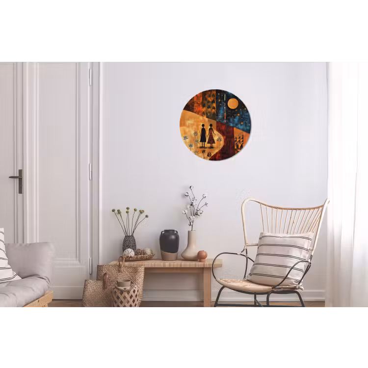 Silhouetten - Abstract - Zon - Maan Wandcirkel aluminium klein -woonkamer