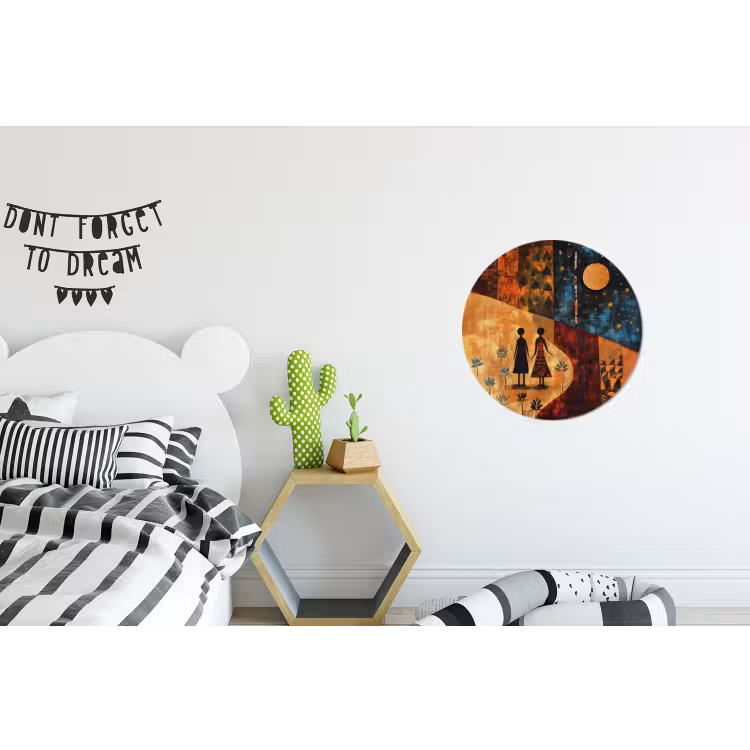 Silhouetten - Abstract - Zon - Maan Wandcirkel aluminium klein -kinderkamer