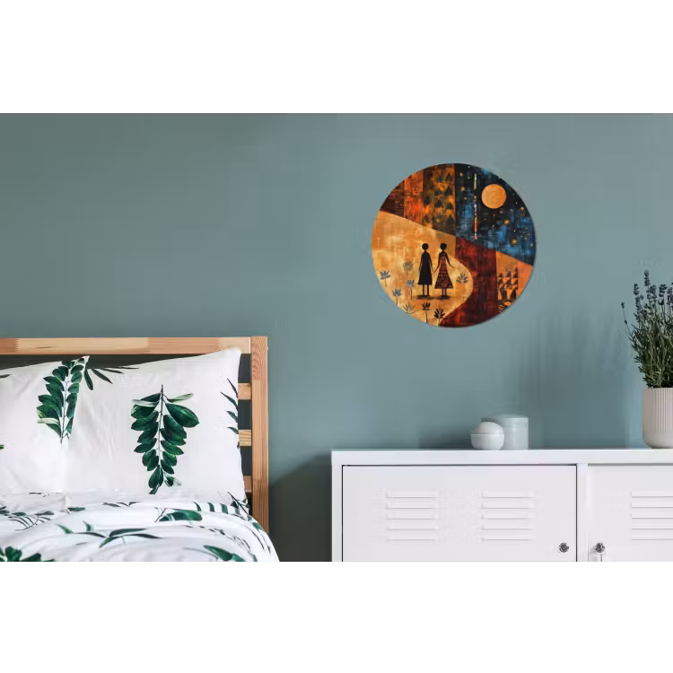 Silhouetten - Abstract - Zon - Maan Wandcirkel aluminium klein -slaapkamer