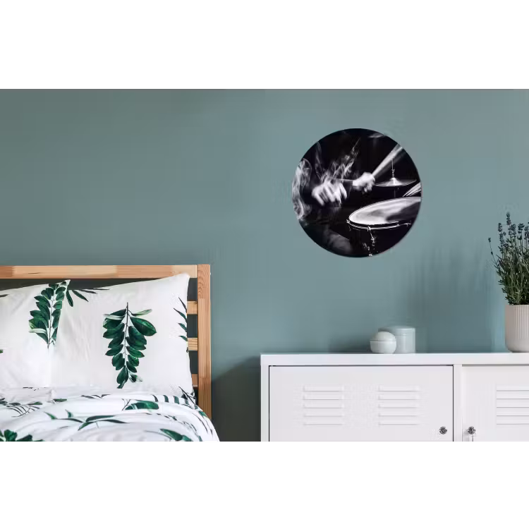 Drummer - Zwart - Drumstel Wandcirkel aluminium klein -slaapkamer