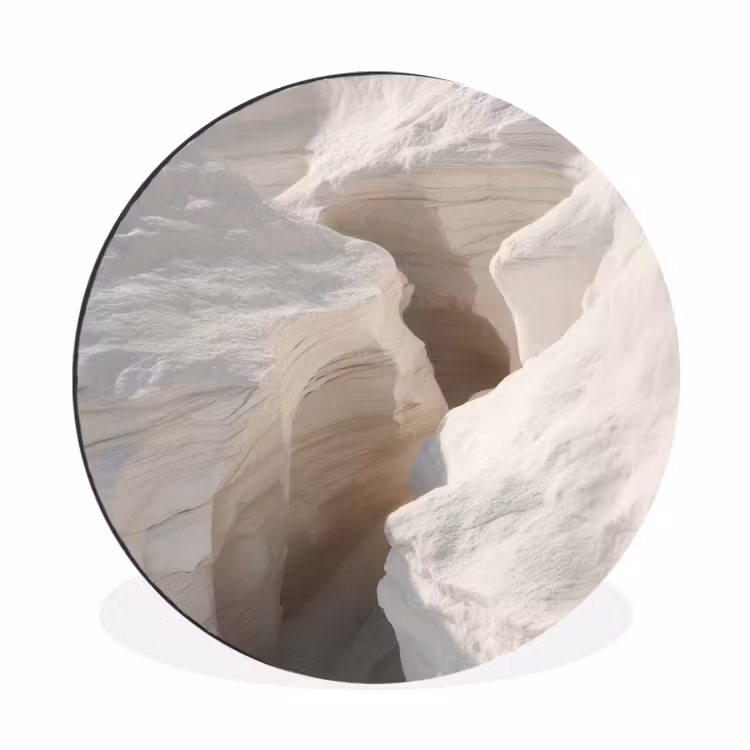 Kloof - Wit - Sneeuw Wandcirkel aluminium klein -3d