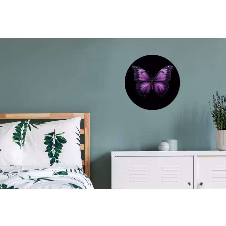 Vlinder - Paars - Levendig Wandcirkel aluminium klein -slaapkamer