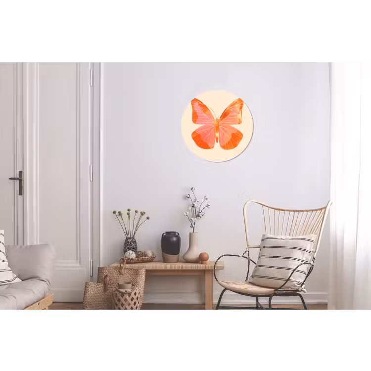 Vlinder - Minimalistisch - Roze Wandcirkel aluminium klein -woonkamer