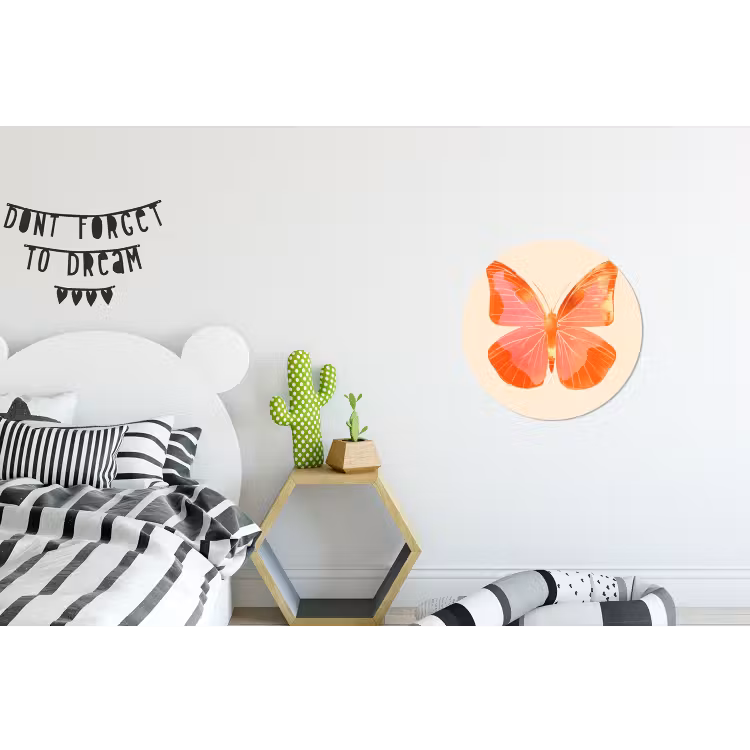 Vlinder - Minimalistisch - Roze Wandcirkel aluminium klein -kinderkamer