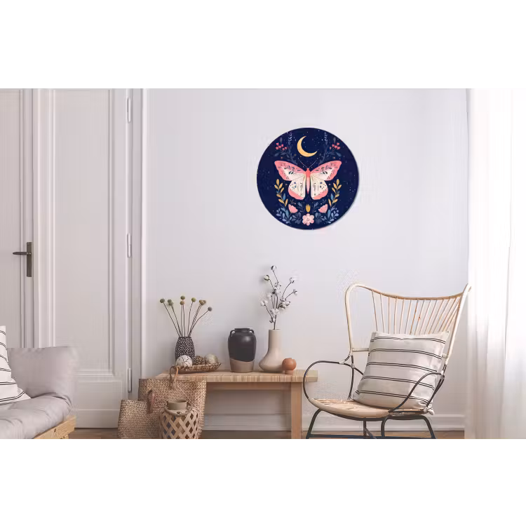 Vlinder - Maan - Bloemen - Sterrenhemel Wandcirkel aluminium klein -woonkamer