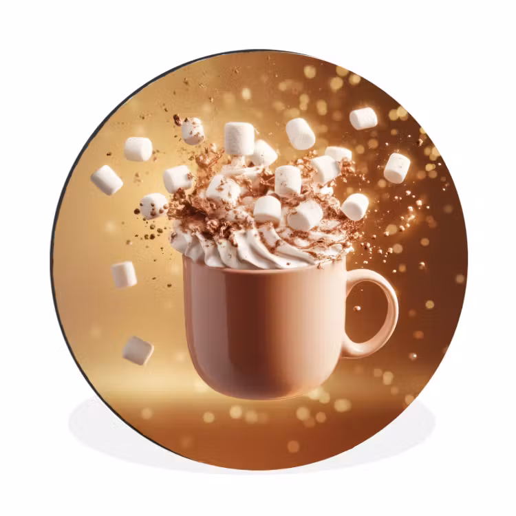 Chocomelk - Drinken - Warm - Bruin Wandcirkel aluminium klein -3d