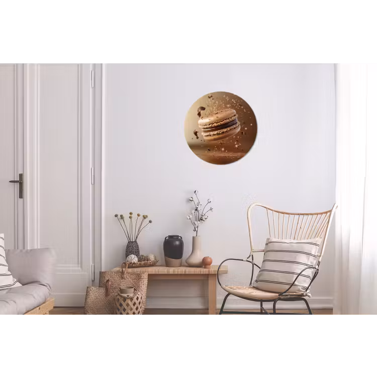 Chocolade - Macarons - Eten - Snoep Wandcirkel aluminium klein -woonkamer