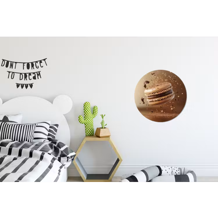 Chocolade - Macarons - Eten - Snoep Wandcirkel aluminium klein -kinderkamer