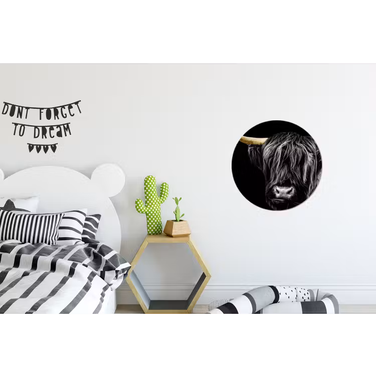 Schotse hooglander - Goud - Vacht - Dieren - Koe Wandcirkel aluminium klein -kinderkamer