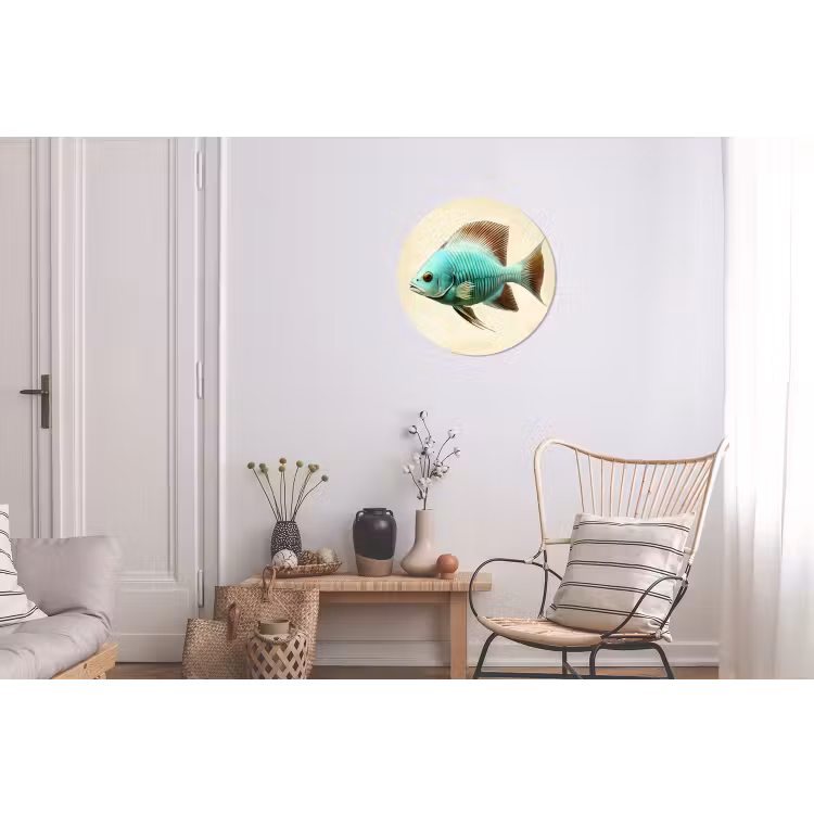 Schubben - Vis - Mint - Minimalistisch Wandcirkel aluminium klein -woonkamer