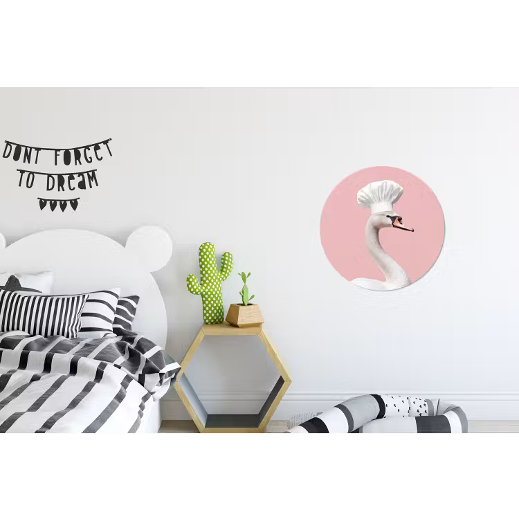 Zwaan - Koksmuts - Mooi - Klassiek Wandcirkel aluminium klein -kinderkamer