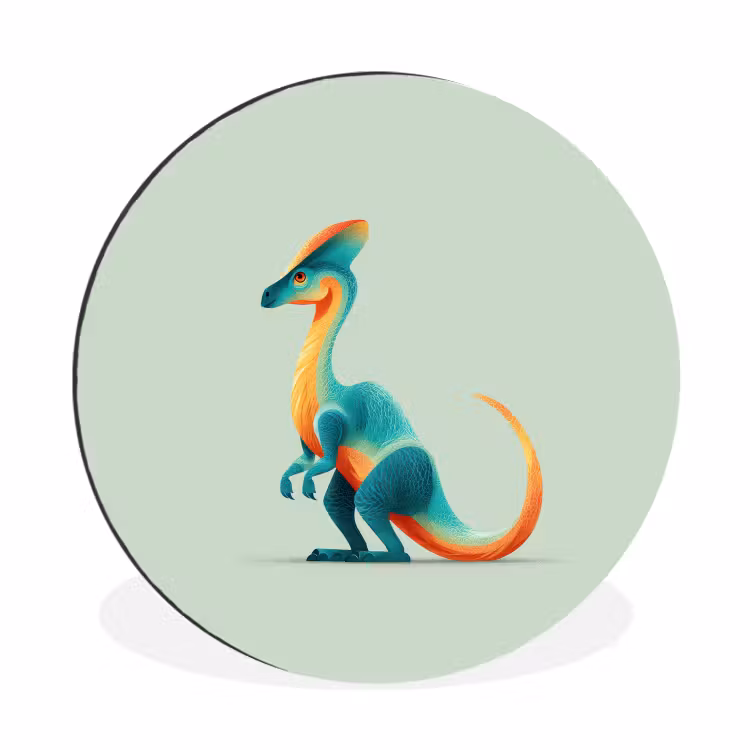 Staart - Dino - Minimalistisch - Blauw Wandcirkel aluminium klein -3d