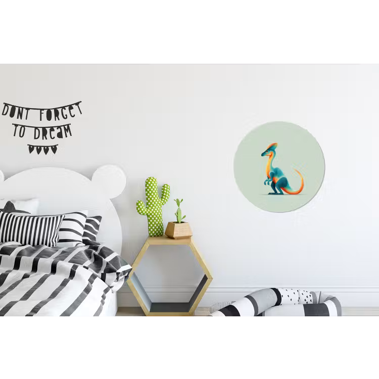 Staart - Dino - Minimalistisch - Blauw Wandcirkel aluminium klein -kinderkamer