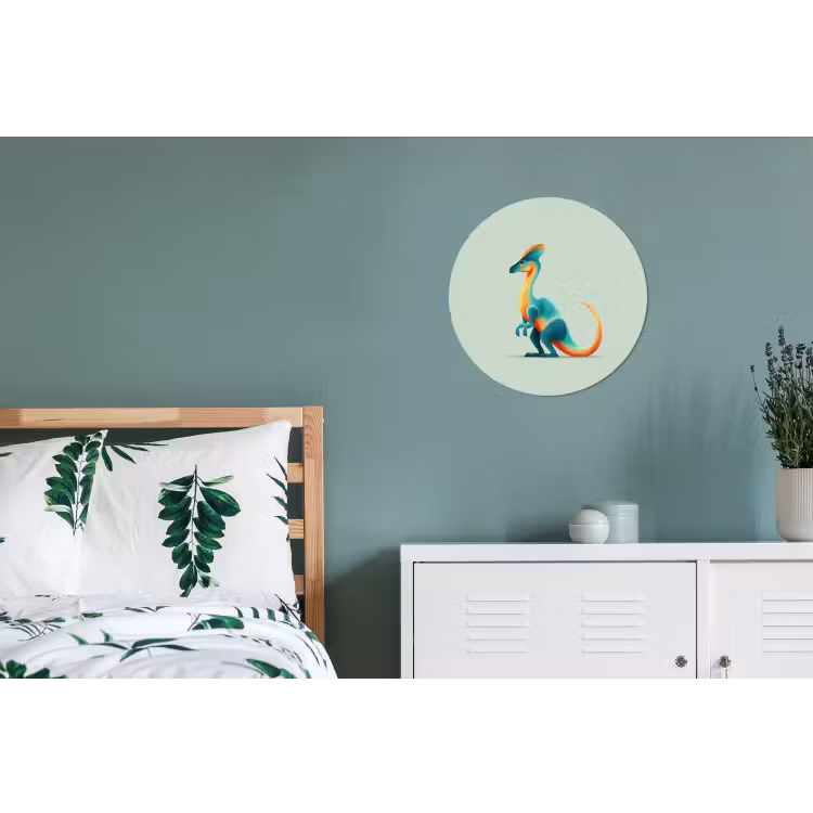 Staart - Dino - Minimalistisch - Blauw Wandcirkel aluminium klein -slaapkamer