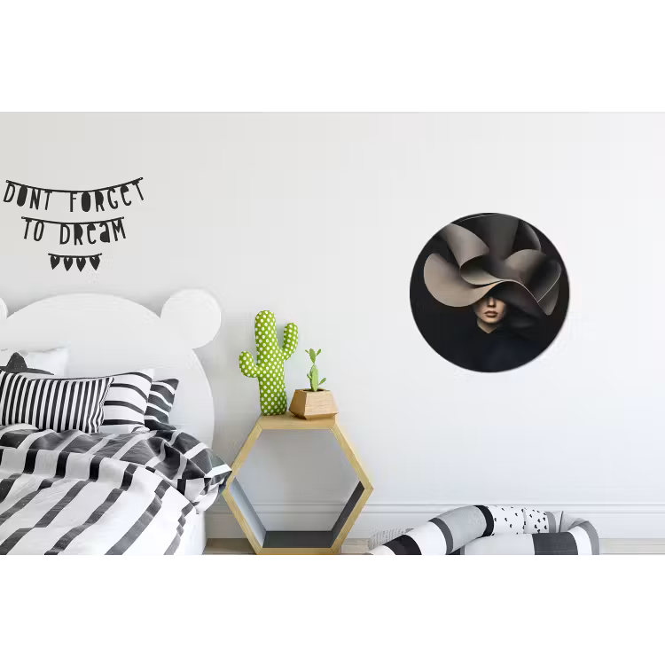 Zwarte - Hoed - Vrouw Wandcirkel aluminium klein -kinderkamer