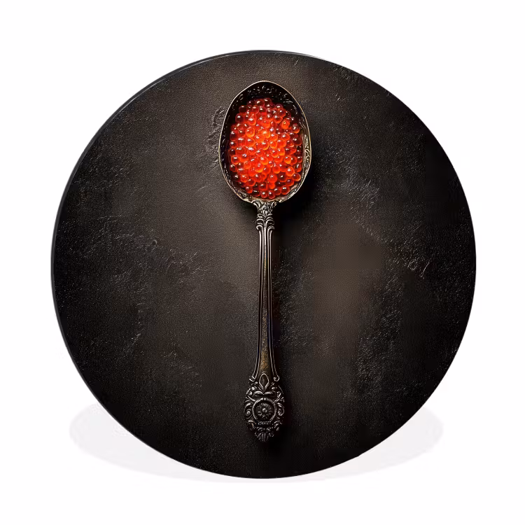 Zwart - Lepel - Caviar Wandcirkel aluminium klein -3d