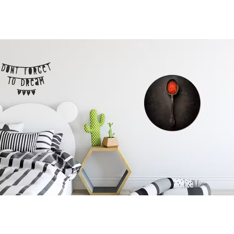 Zwart - Lepel - Caviar Wandcirkel aluminium klein -kinderkamer