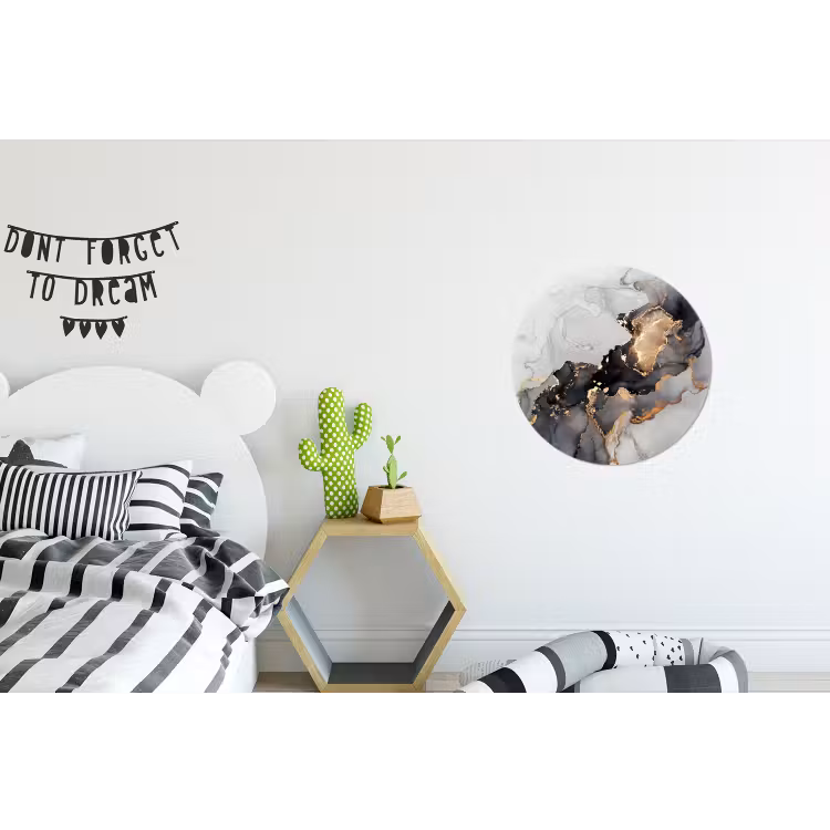 Zwart - Marmer - Luxe - Goud Wandcirkel aluminium klein -kinderkamer