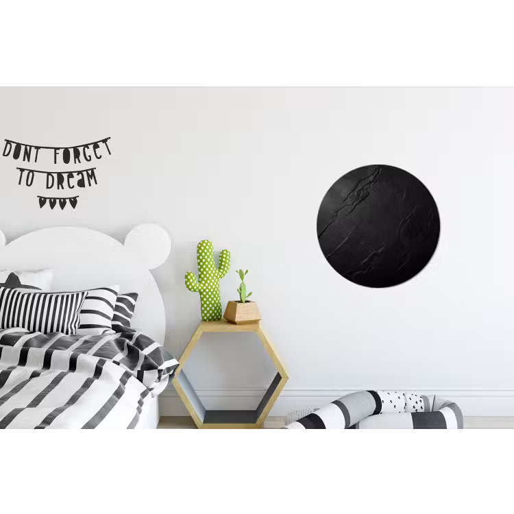 Zwart - Steen - Beton Wandcirkel aluminium klein -kinderkamer