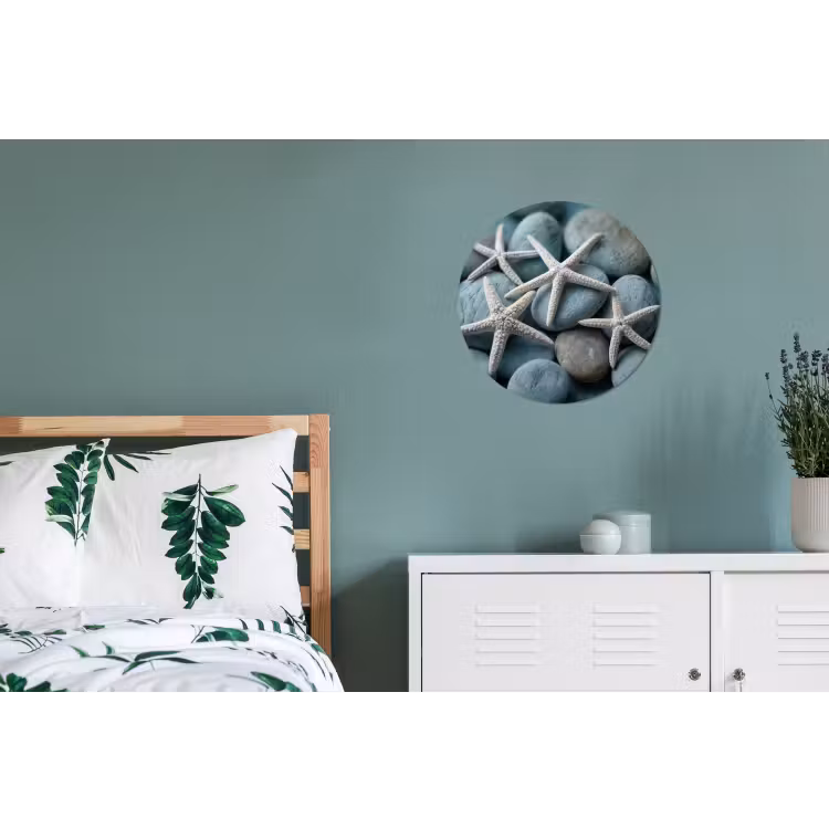 Zeesterren - Stenen - Wit Wandcirkel aluminium klein -slaapkamer