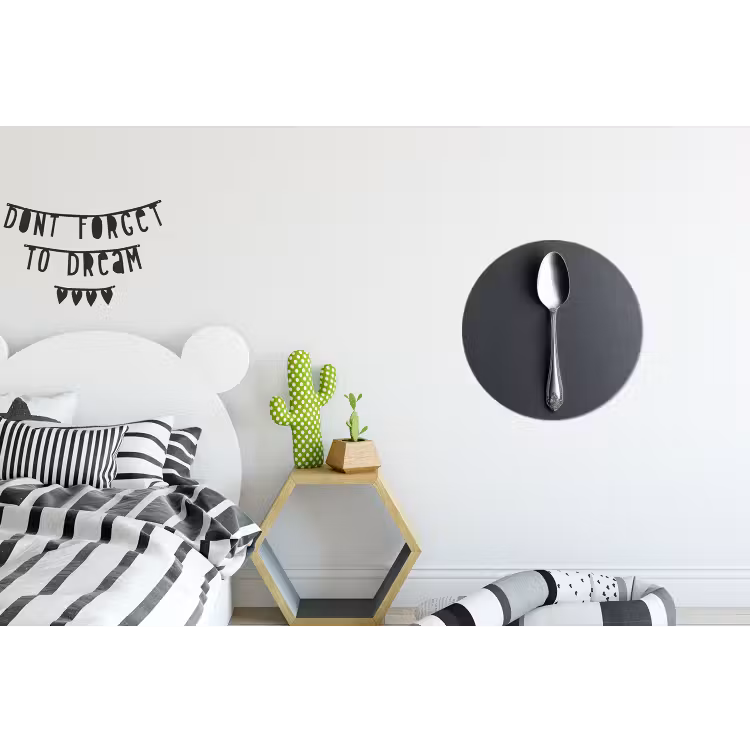 Zilver - Metaal - Lepel Wandcirkel aluminium klein -kinderkamer