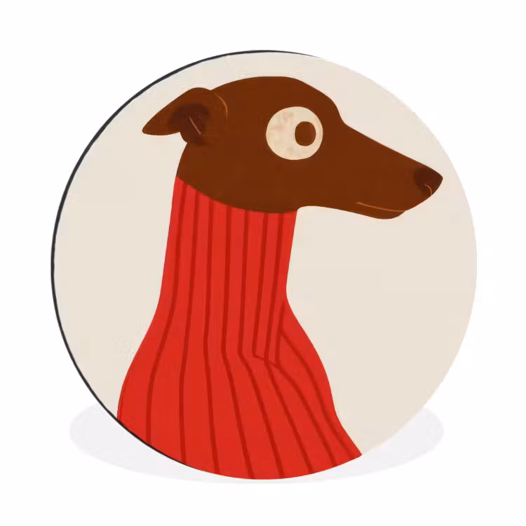 Silhouet - Hond - Trui - Rood Wandcirkel aluminium klein -3d