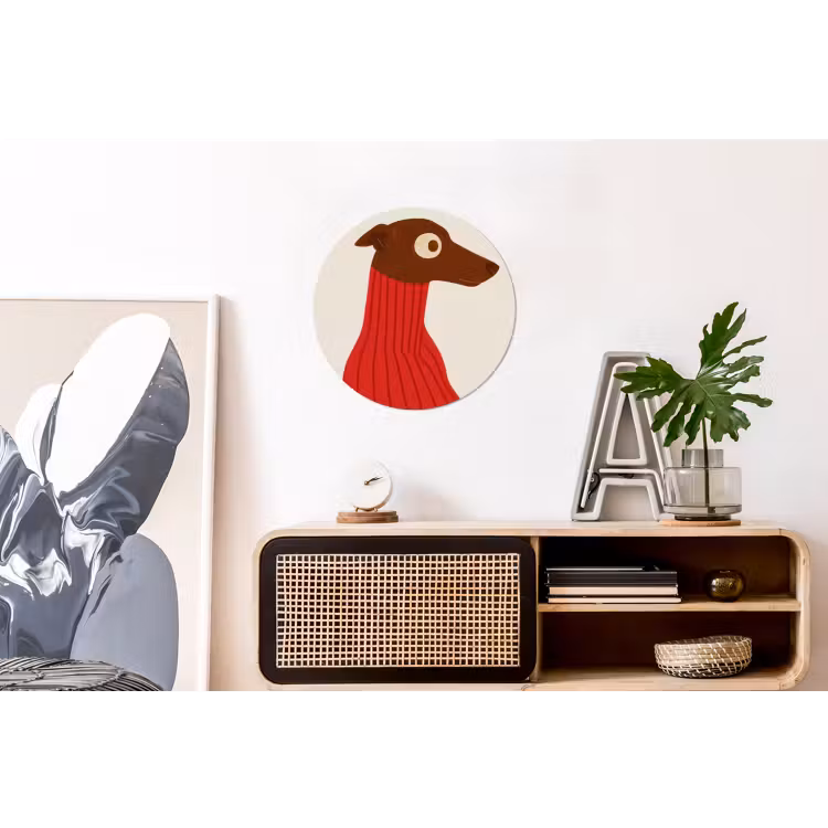 Silhouet - Hond - Trui - Rood Wandcirkel aluminium klein -kantoor
