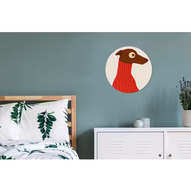 Silhouet - Hond - Trui - Rood Wandcirkel aluminium klein -slaapkamer