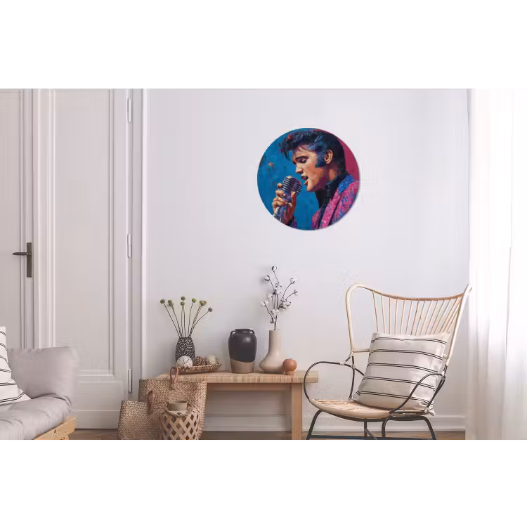 Zingende man - Glitterjas - Microfoon Wandcirkel aluminium klein -woonkamer