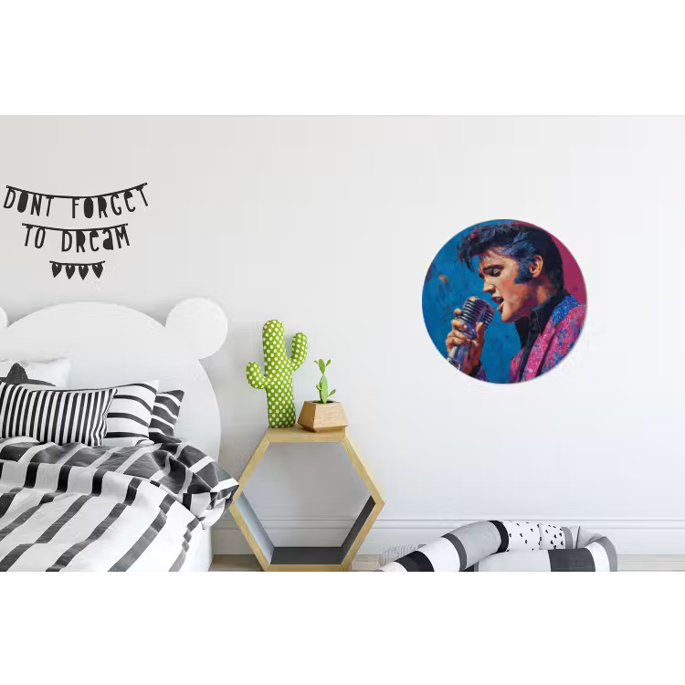 Zingende man - Glitterjas - Microfoon Wandcirkel aluminium klein -kinderkamer
