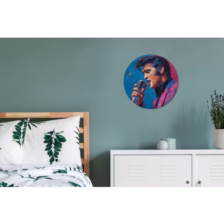 Zingende man - Glitterjas - Microfoon Wandcirkel aluminium klein -slaapkamer