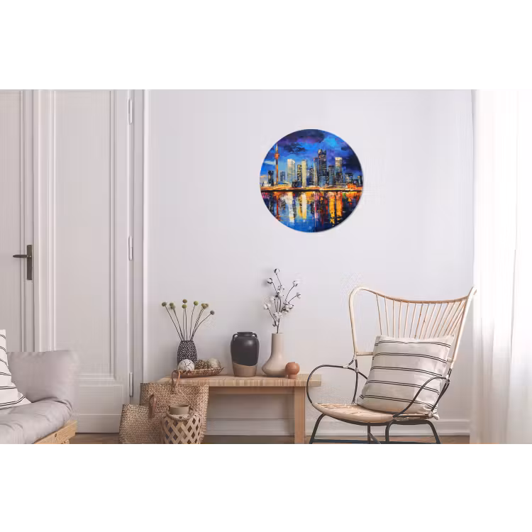 Skyline Toronto - Modern - Stadslicht - Blauw Wandcirkel aluminium klein -woonkamer