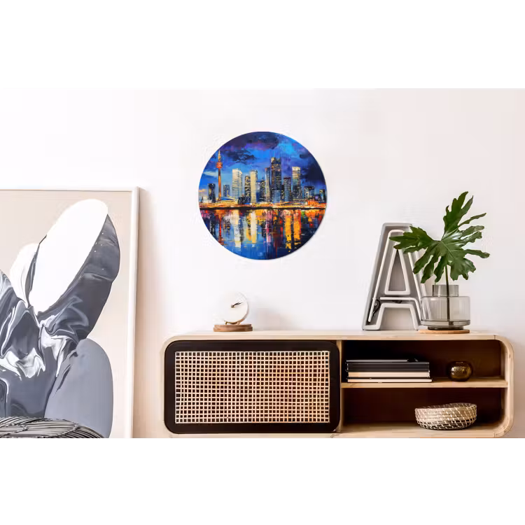 Skyline Toronto - Modern - Stadslicht - Blauw Wandcirkel aluminium klein -kantoor