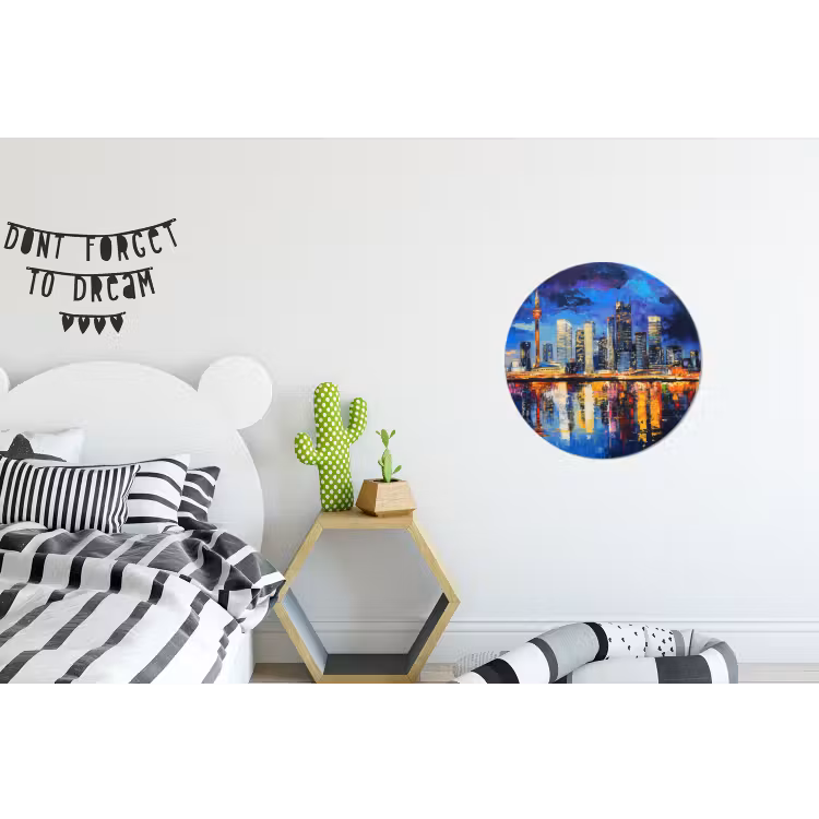 Skyline Toronto - Modern - Stadslicht - Blauw Wandcirkel aluminium klein -kinderkamer