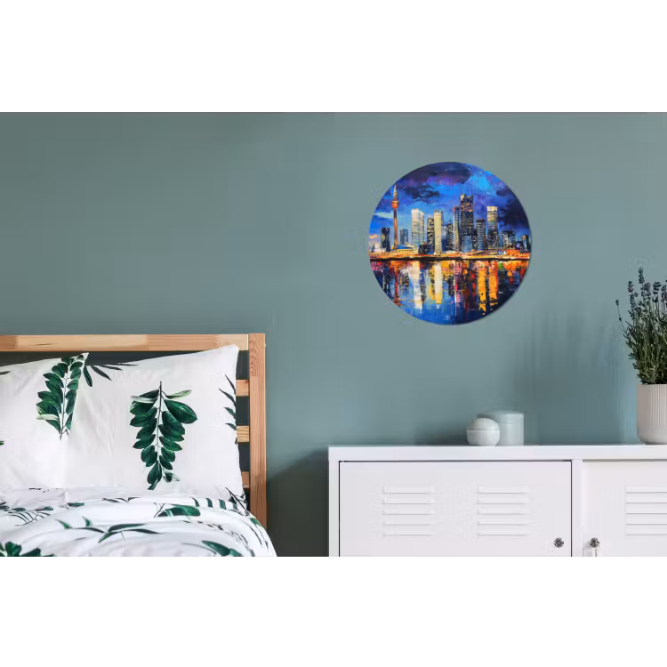 Skyline Toronto - Modern - Stadslicht - Blauw Wandcirkel aluminium klein -slaapkamer