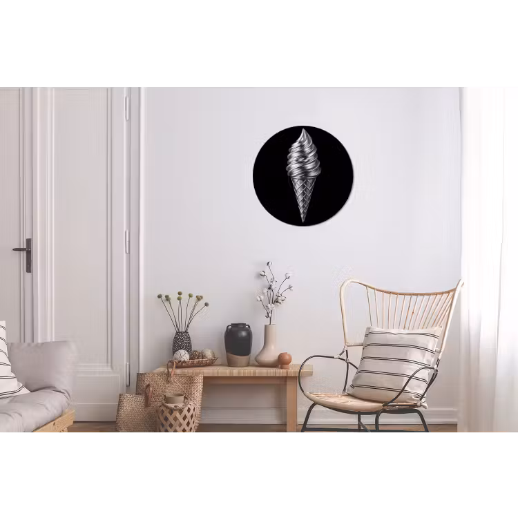 Softijs - Realistisch - Futuristisch Wandcirkel aluminium klein -woonkamer