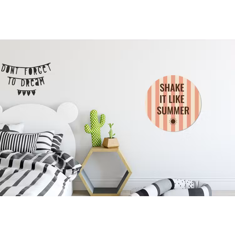 Zomer - Quote - Strepen Wandcirkel aluminium klein -kinderkamer