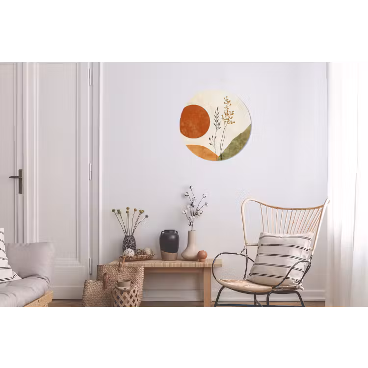 Zon - Abstract - Takken - Oranje Wandcirkel aluminium klein -woonkamer