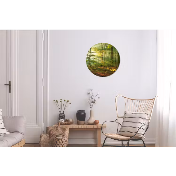 Zon - Bos - boom - Natuur - Herfst Wandcirkel aluminium klein -woonkamer