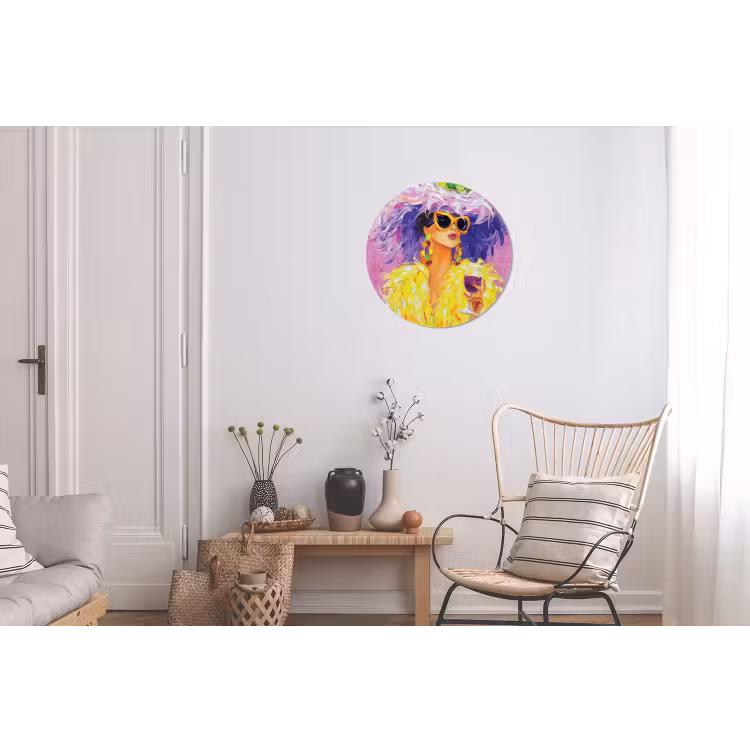 Zonnebril - Vrouw - Jas - Veren Wandcirkel aluminium klein -woonkamer